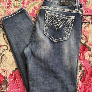 Grace in LA Blue Easy Fit mid rise Women's Jeans